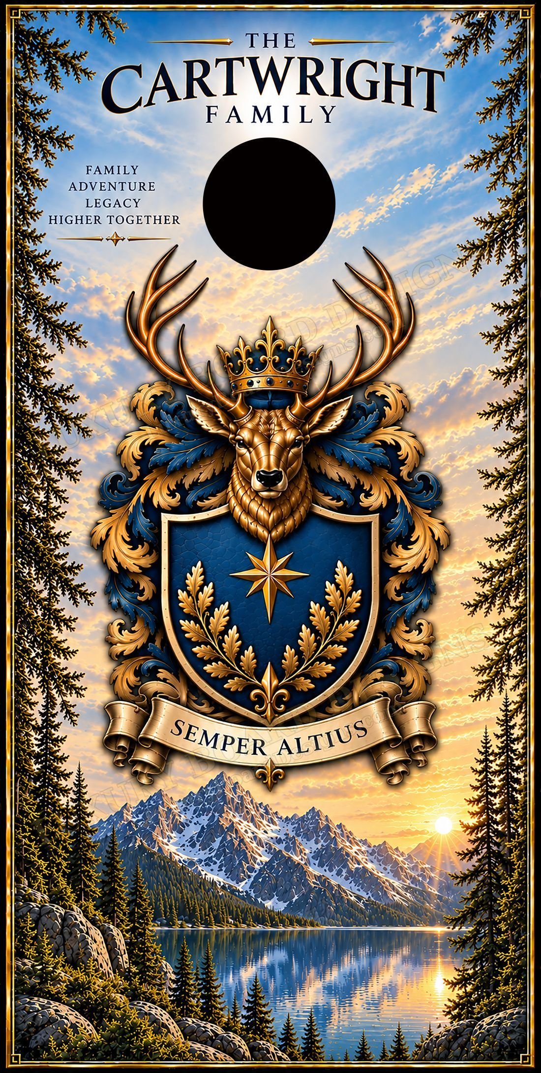 FC-001 — The Heraldic LBD cornhole board design