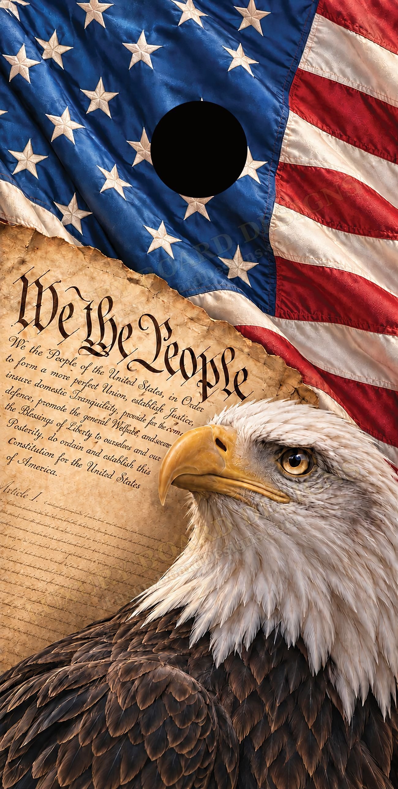 PAT-004 — We the People LBD cornhole board design