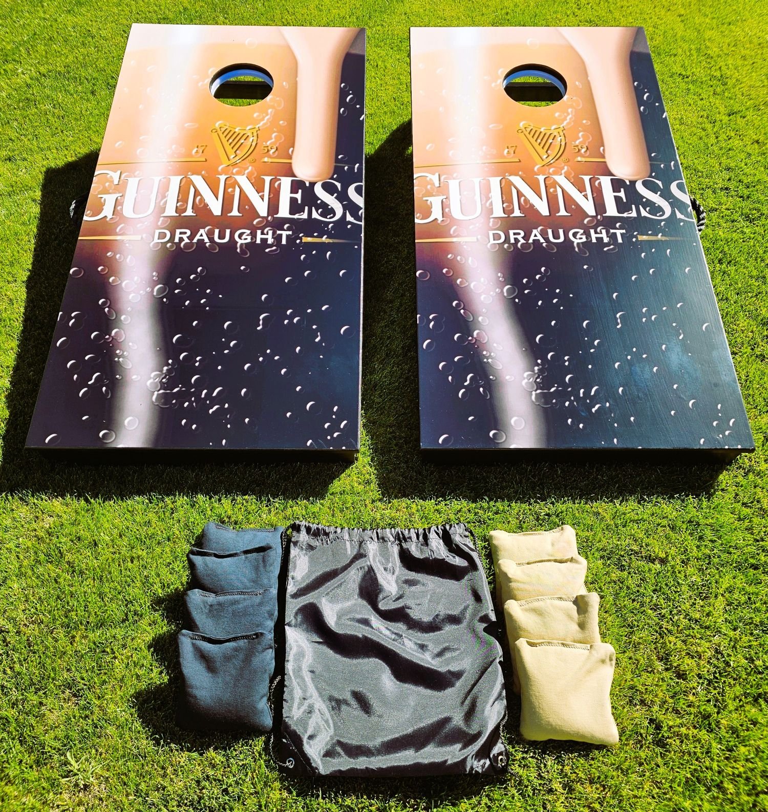 Custom The Perfect Pour ready-for-delivery cornhole boards in Phoenix Arizona