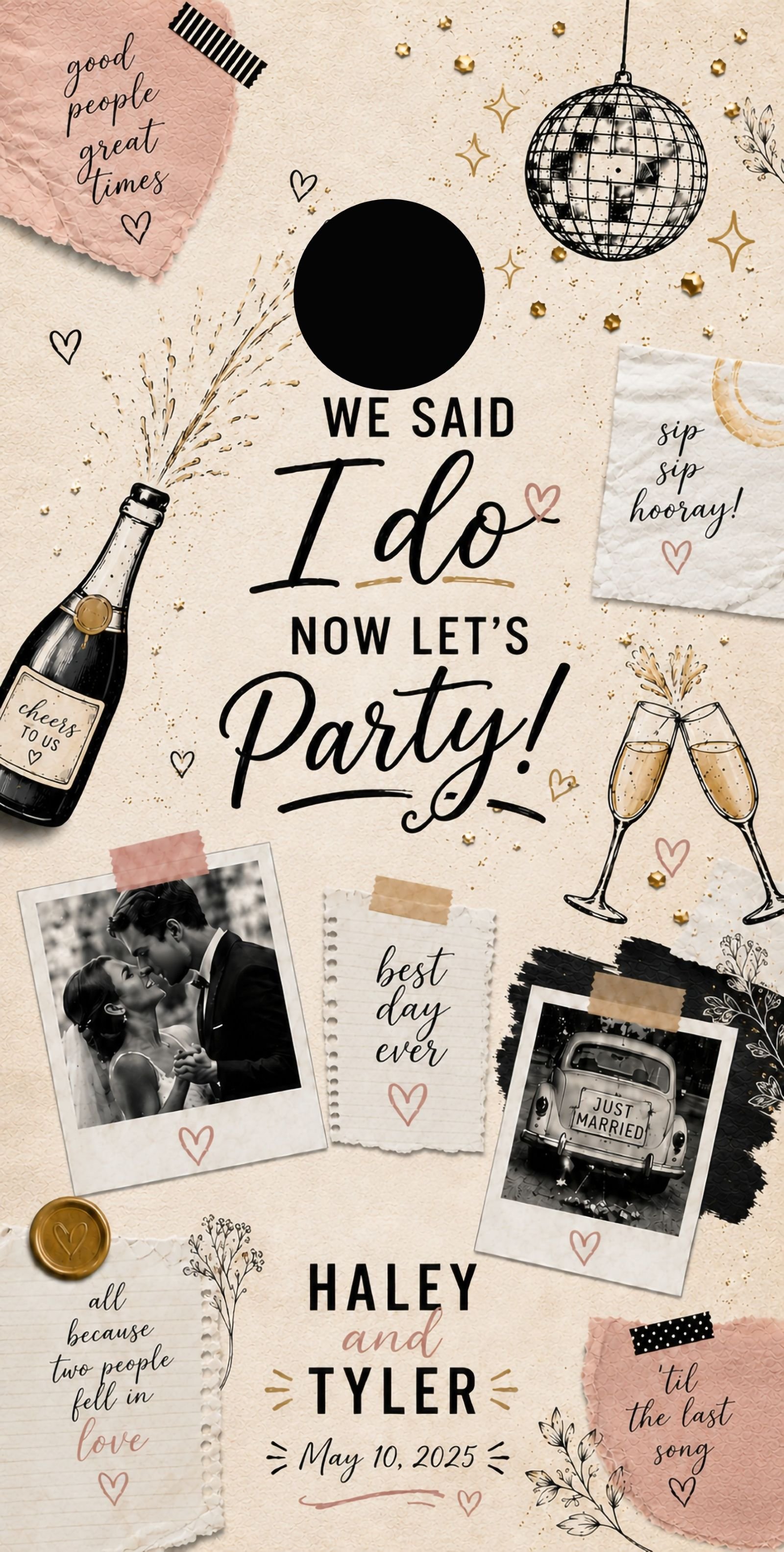 Cheers to Us wedding cornhole board wrap