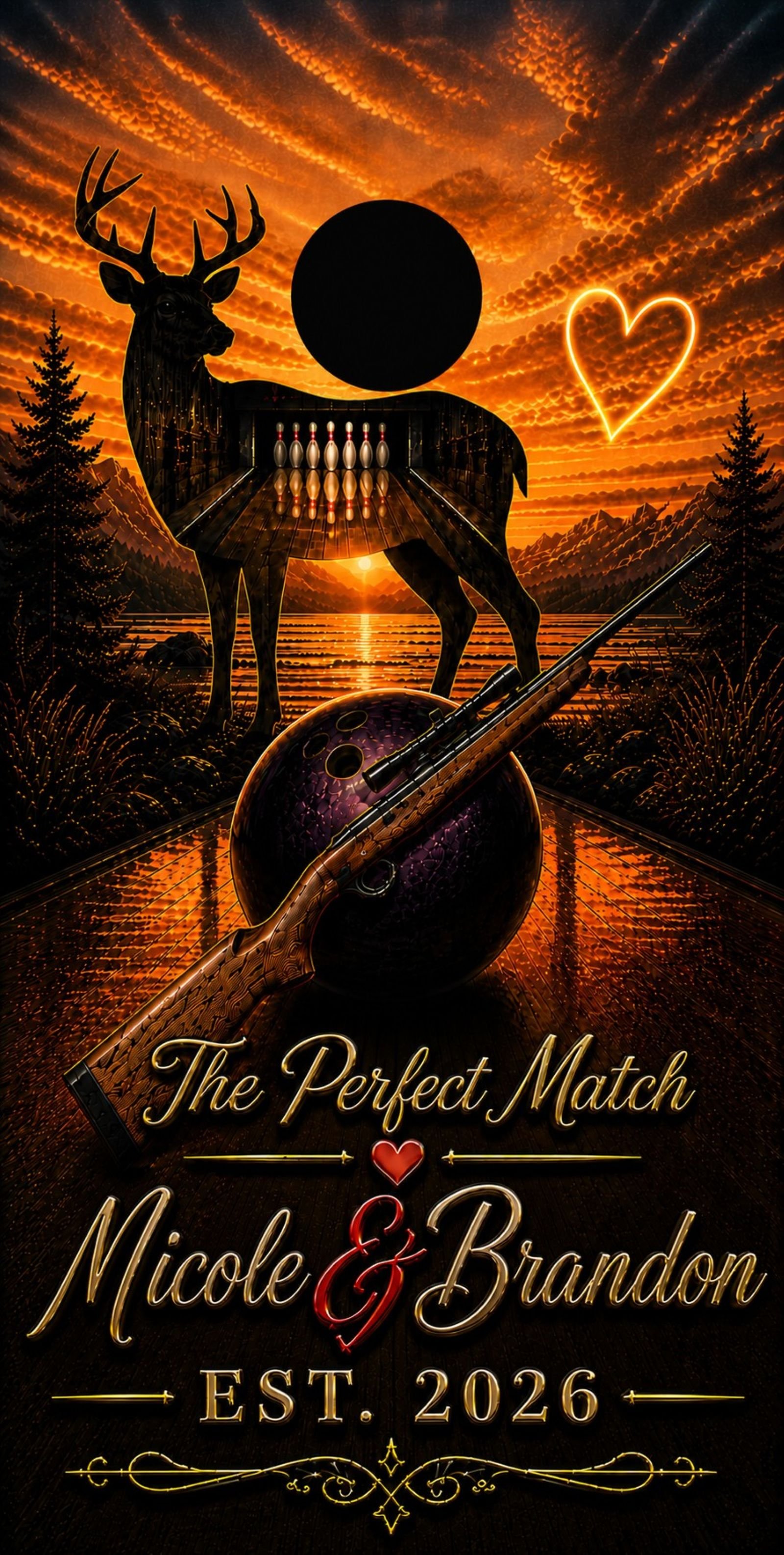 The Perfect Match wedding cornhole board wrap